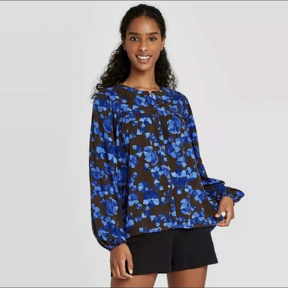 a new day Tops - A new day| women’s Brown/Blue floral top